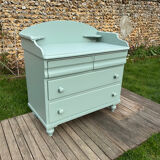 Vintage 4-drawer chest in sage green pine.