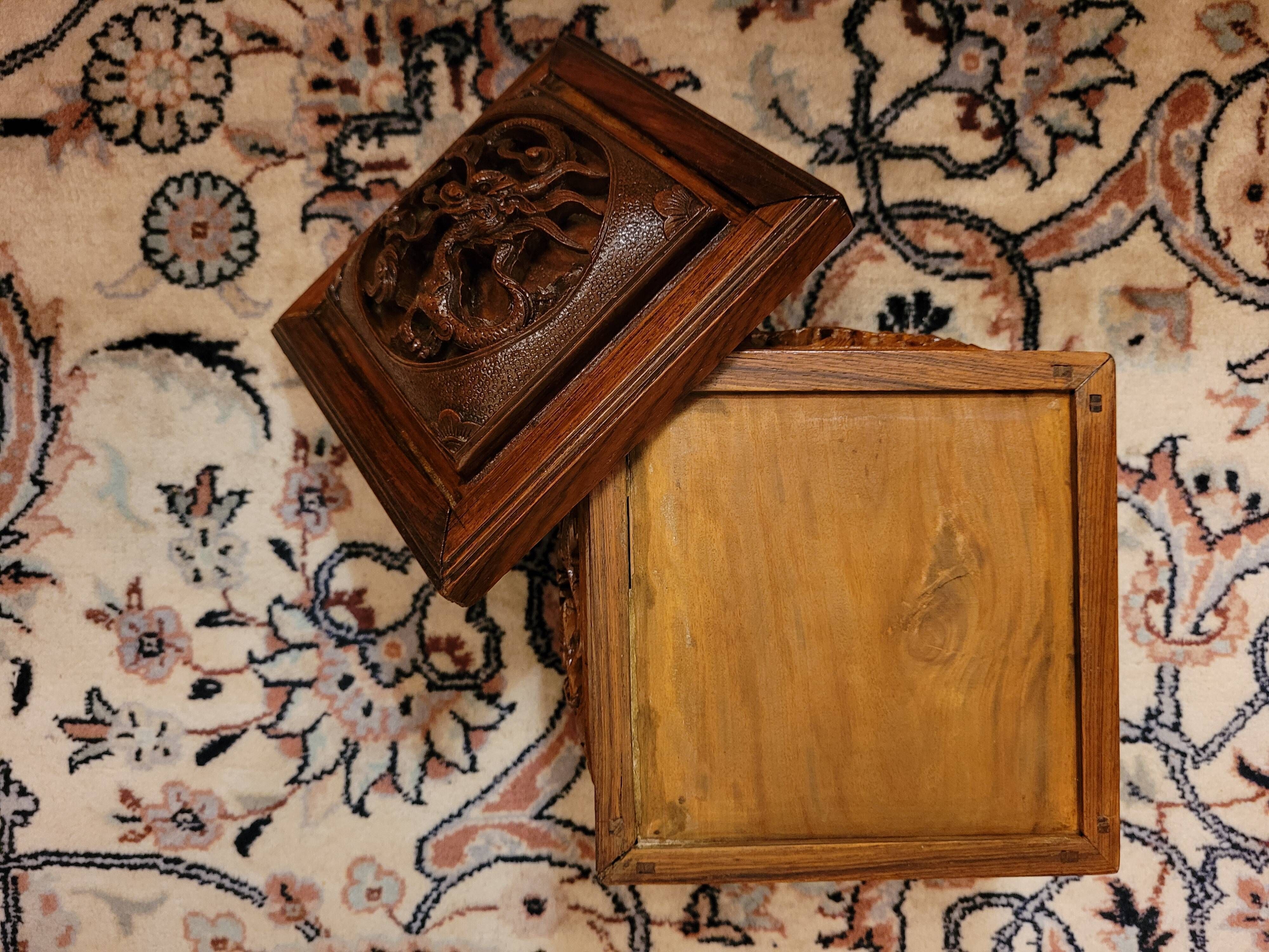 Vintage wooden box tea box 19th century Asia Indochina China