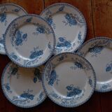 6 flat plates Sarreguemines Utzschneider & Cie model Royat