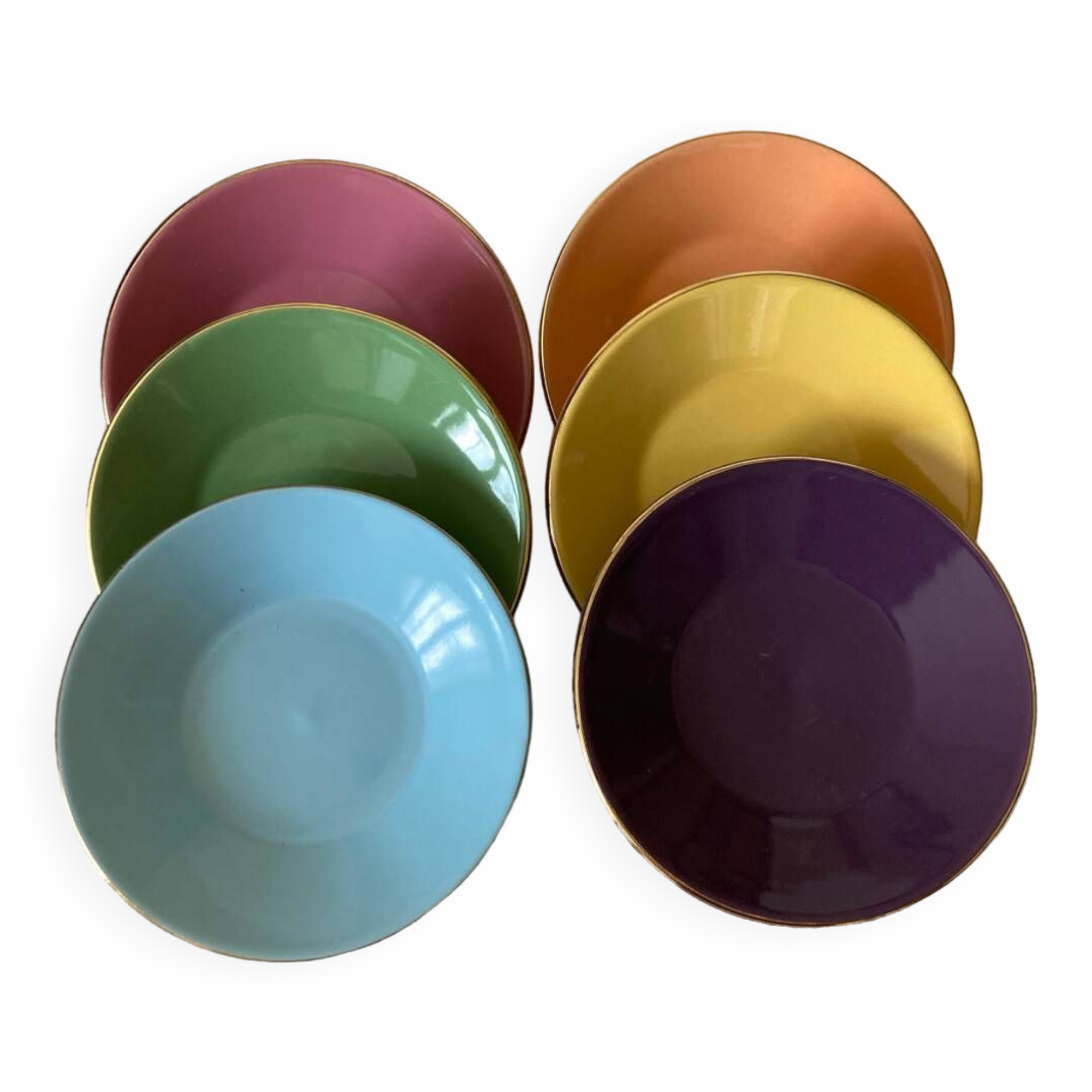 Geneviève Lethu Watercolor Coffee Saucers - Complete Set