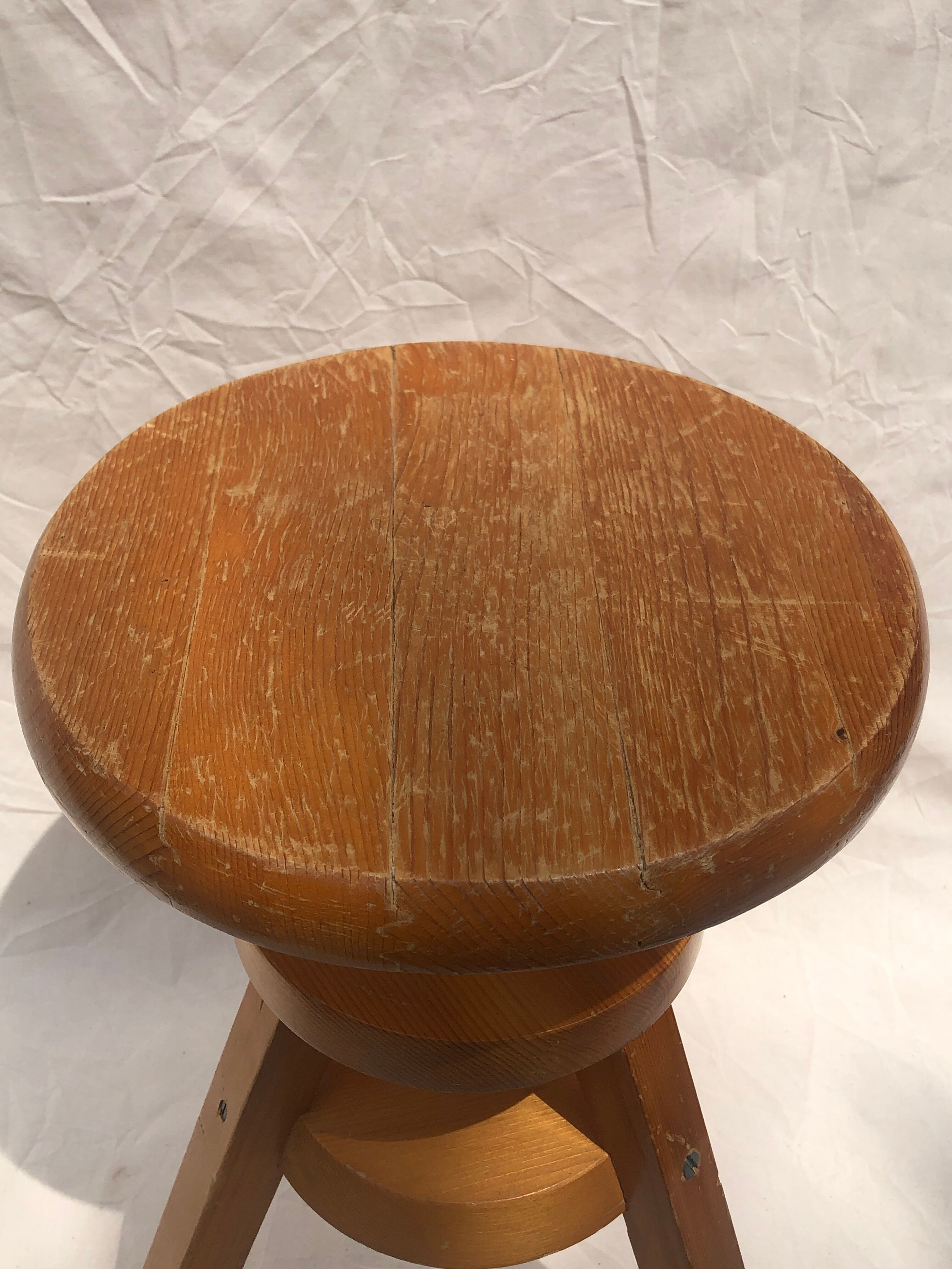 Tripod workshop stool with screws, 1970