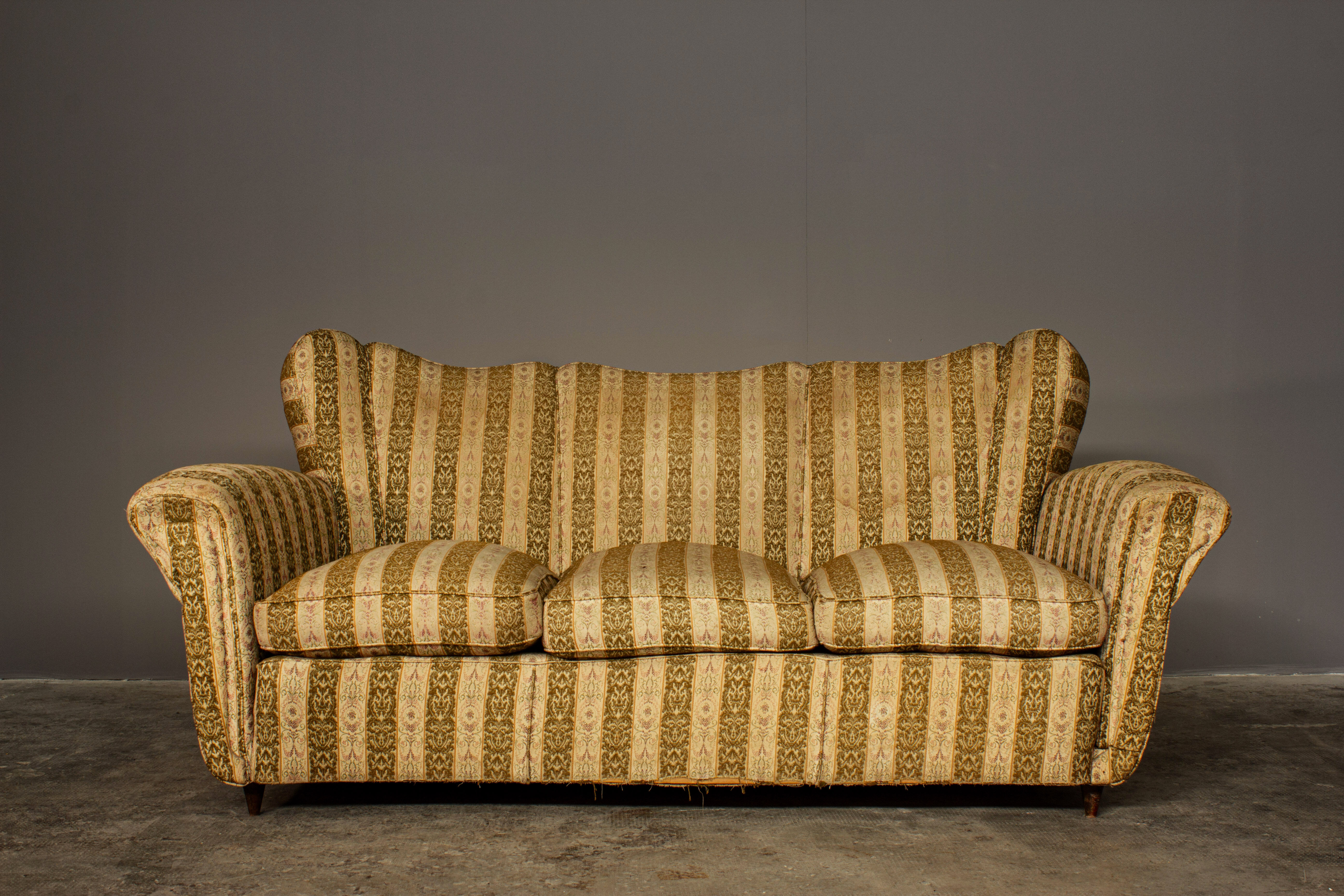 Three-seater sofa and armchair, 50s, set of 2