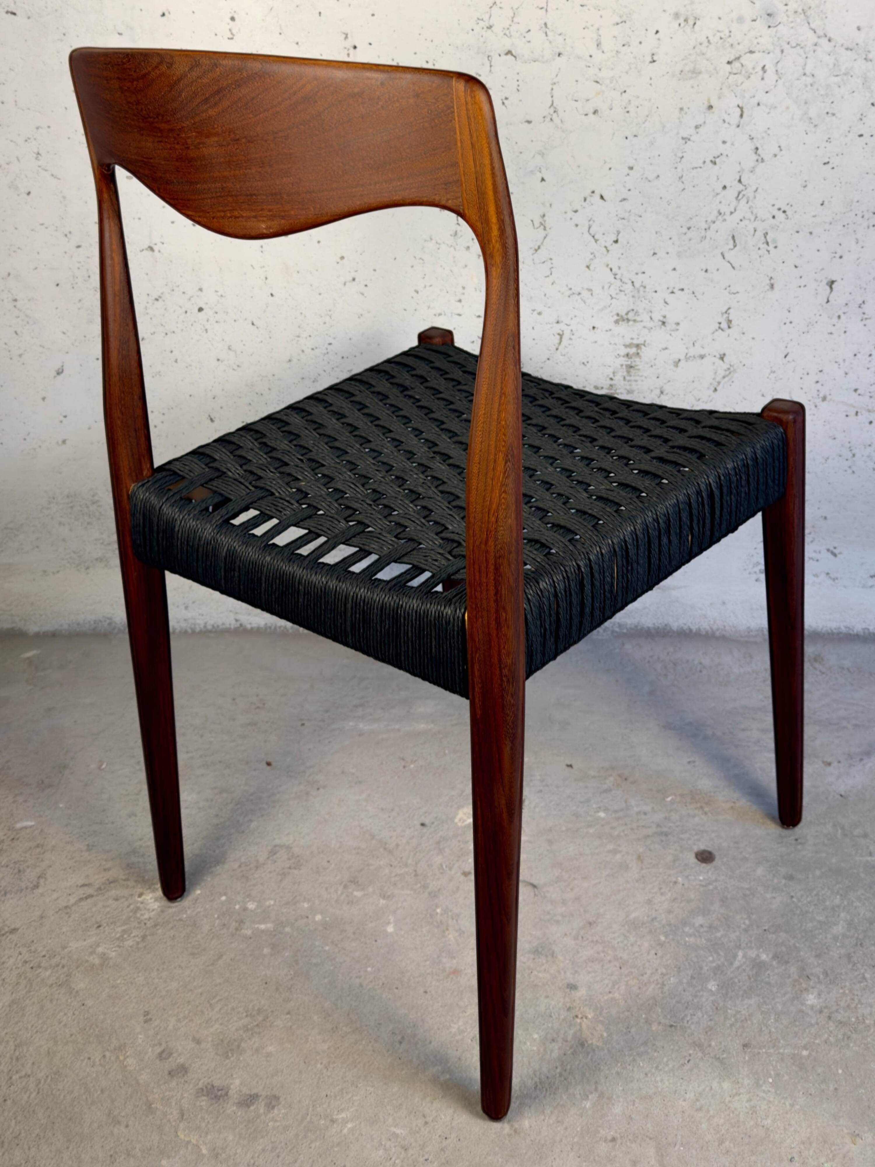 Dining Chair – Teak & Black Danish Cord,  1960