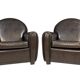 Pair of leather armchairs in French Art Deco style, 1970s