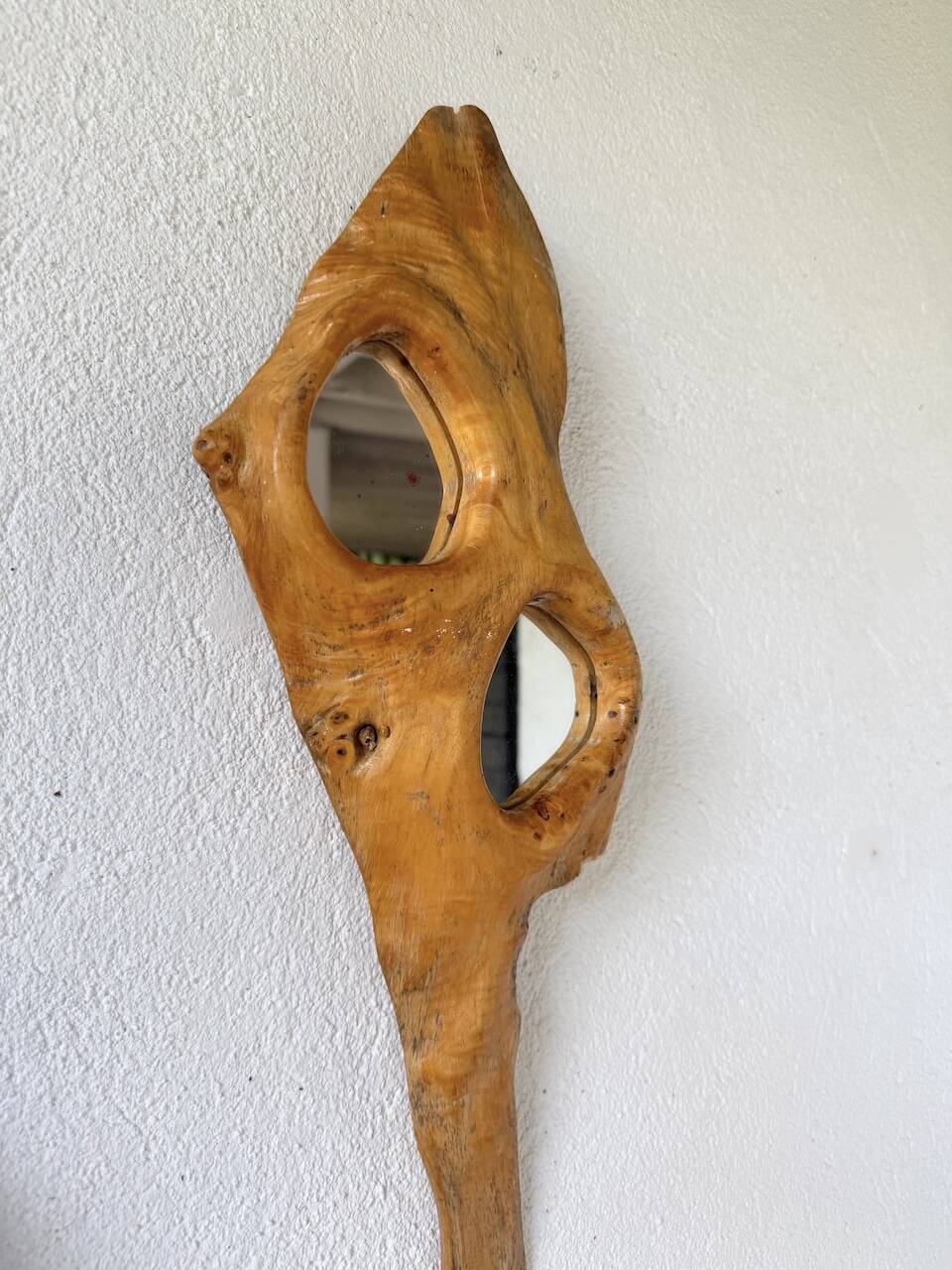 Set de 4 miroirs organiques brutalistes en bois années 50