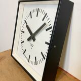 Black Industrial Square Wall Clock from Pragotron, 1970s