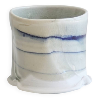 Handcrafted glazed ceramic mug, signed