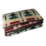 Wool blanket 230 X 250 geometric patterns and 70's fir trees