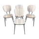 Series of 4 old formica chairs white grey + feet compass metal chrome 70's
