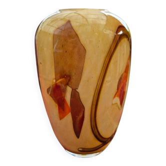 Vase oblong la Rochère à décor marbré
