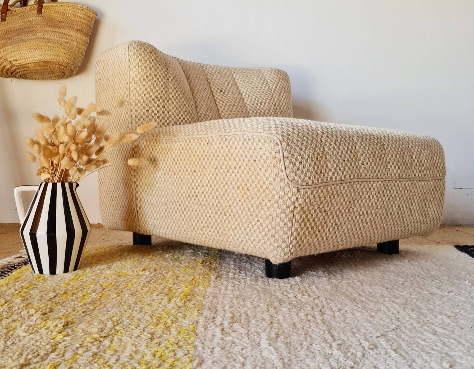 Vintage wool armchair, International Furniture Paris - 70s