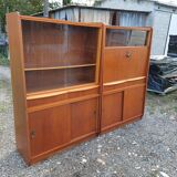 Meubles vitrine des années 50 bois et vitres