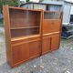 1950s wood and glass display cabinet
