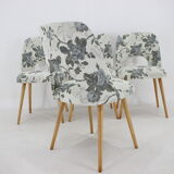 1960s Set of Four Oswald Haerdtl dining Chairs in Fabric ,Czechoslovakia
