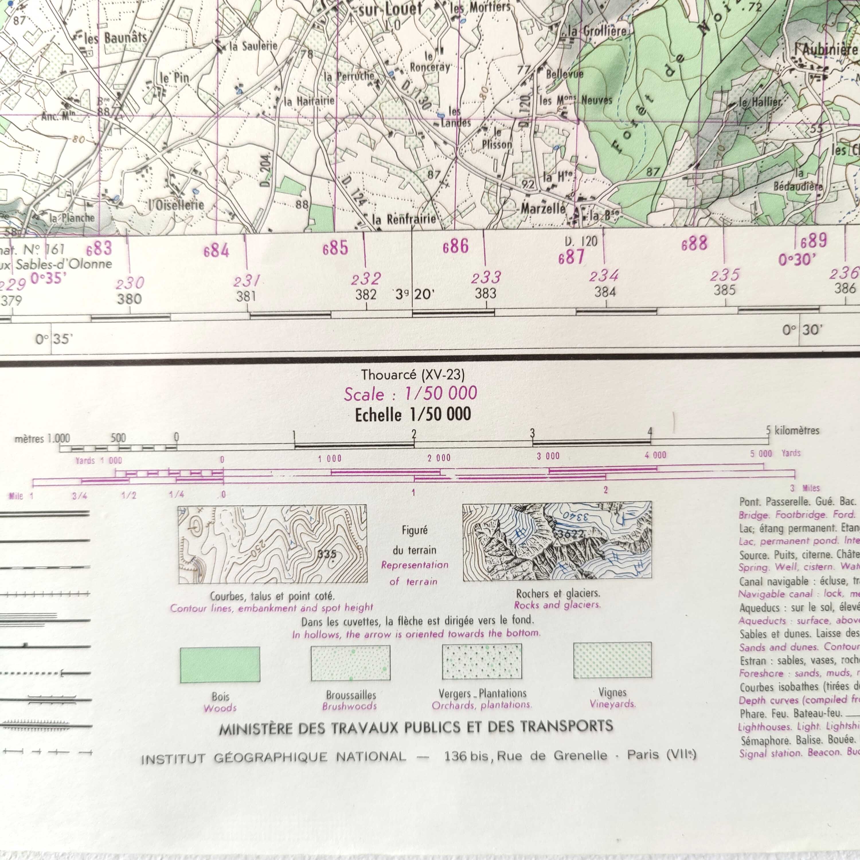 Carte vintage Angers 73x55cm