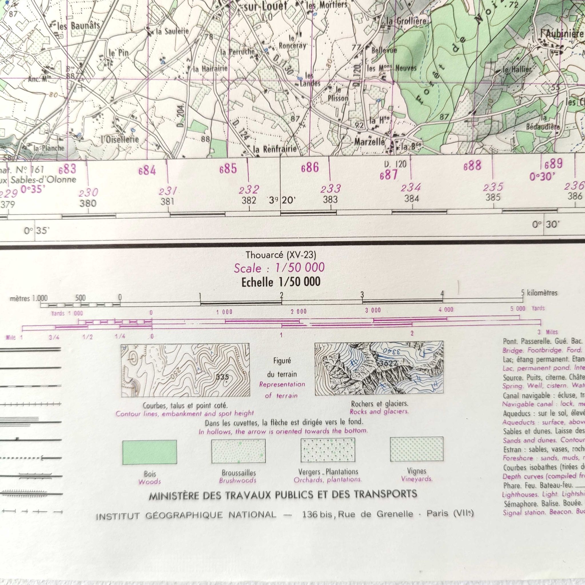 Carte vintage Angers 73x55cm
