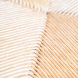 2 low bedroom chairs in hand-woven rice straw, 1950s/1960s