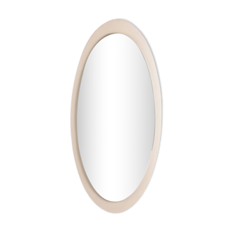 Vintage Large white wooden Oval Wall Mirror from the 1960s