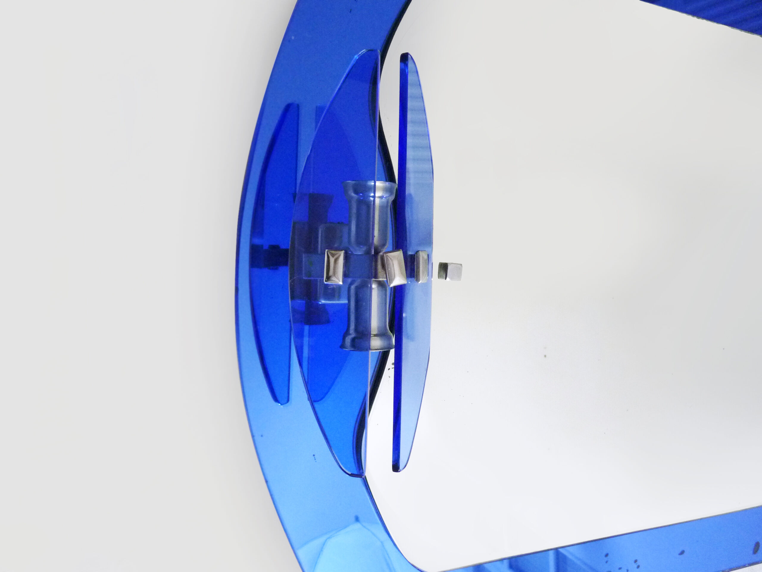 Veca cobalt blue mirror with 2 shades Veca, Italy, 70s, 71x63 cm