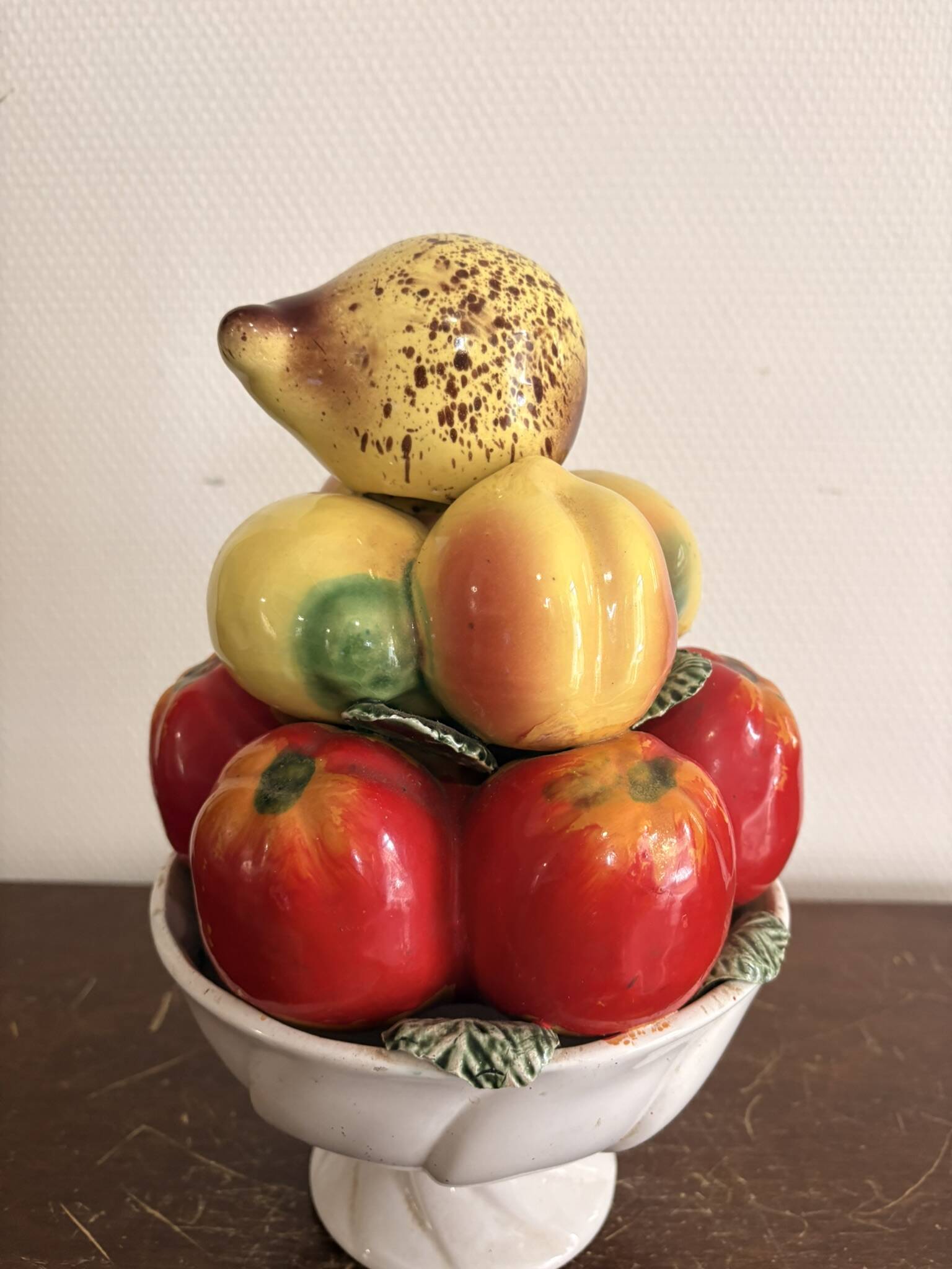 Fruit Bowl Centre Table Enamelled Ceramic Barbotine Vallauris Style