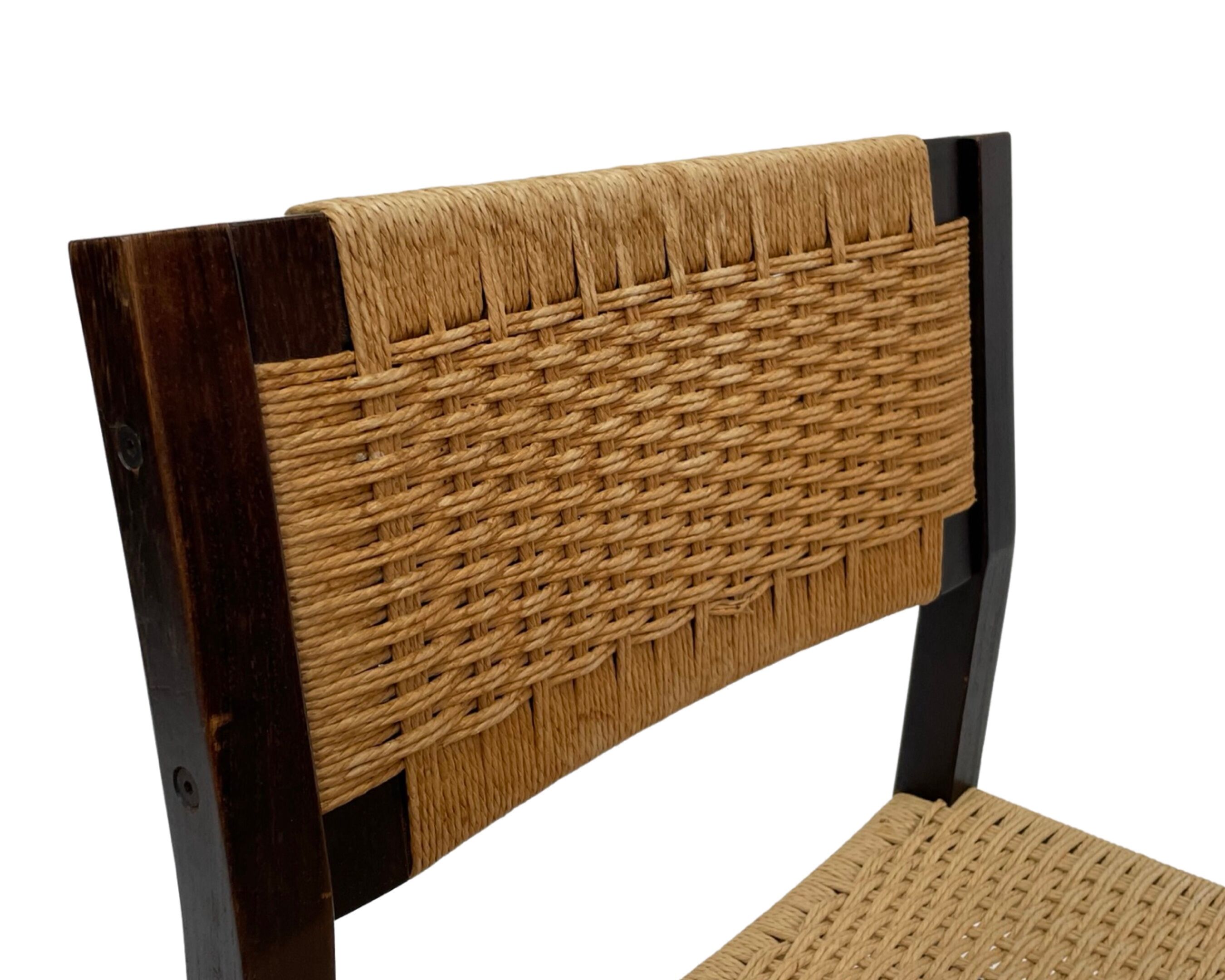 Vintage dining room chairs with papercord seat / 1970 design