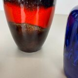 Set of Five Vintage Pottery Fat Lava Vases Made by Scheurich, Germany, 1970s