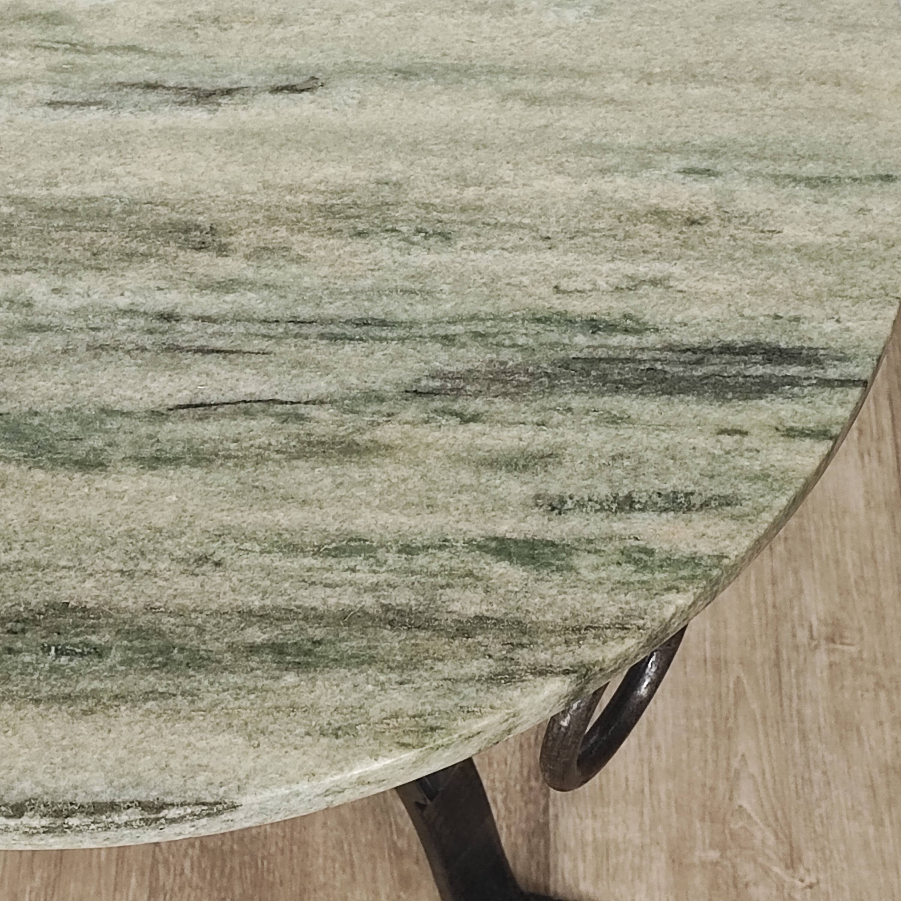 Marble and wrought iron coffee table