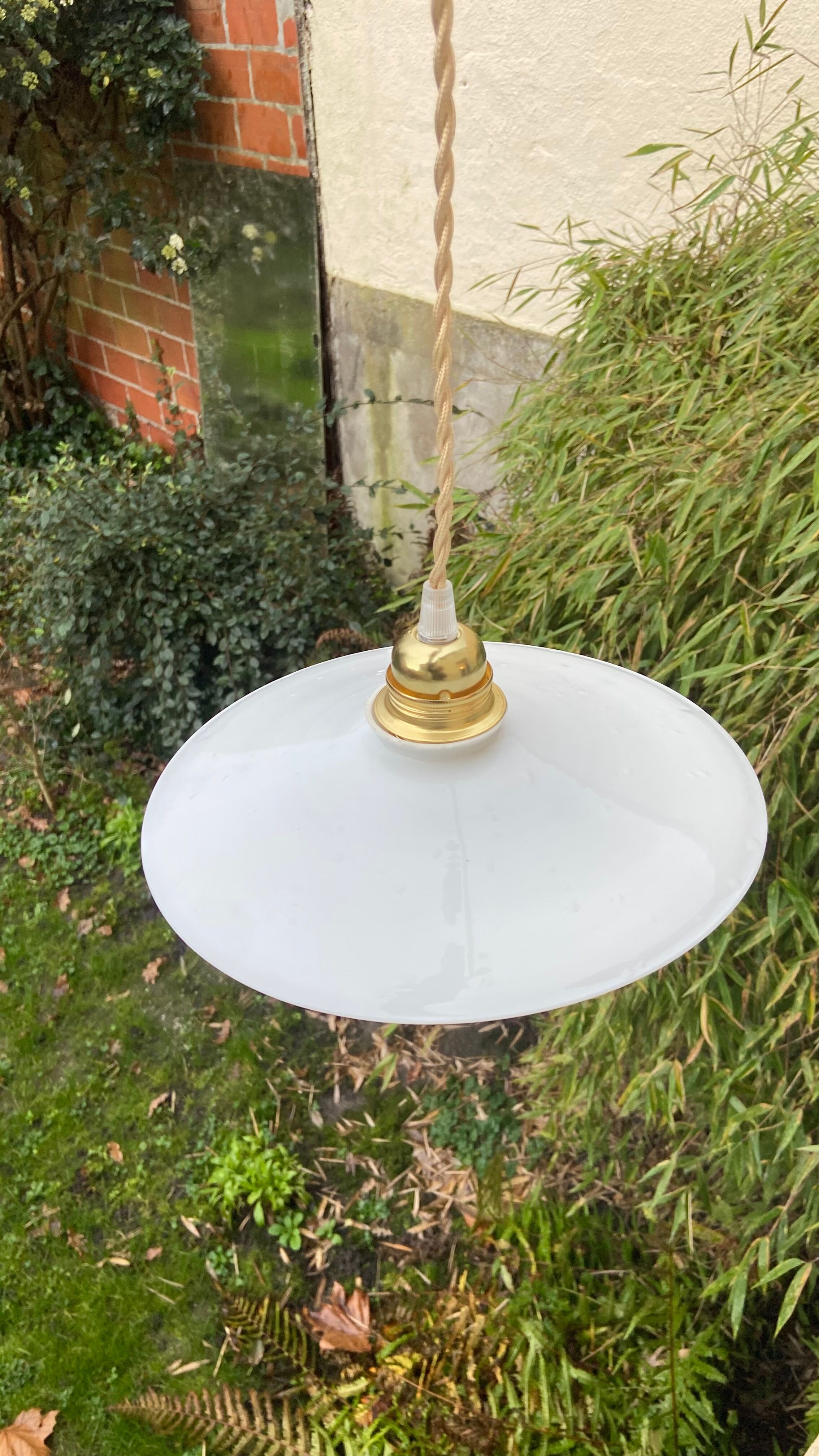 Vintage white opaline pendant light