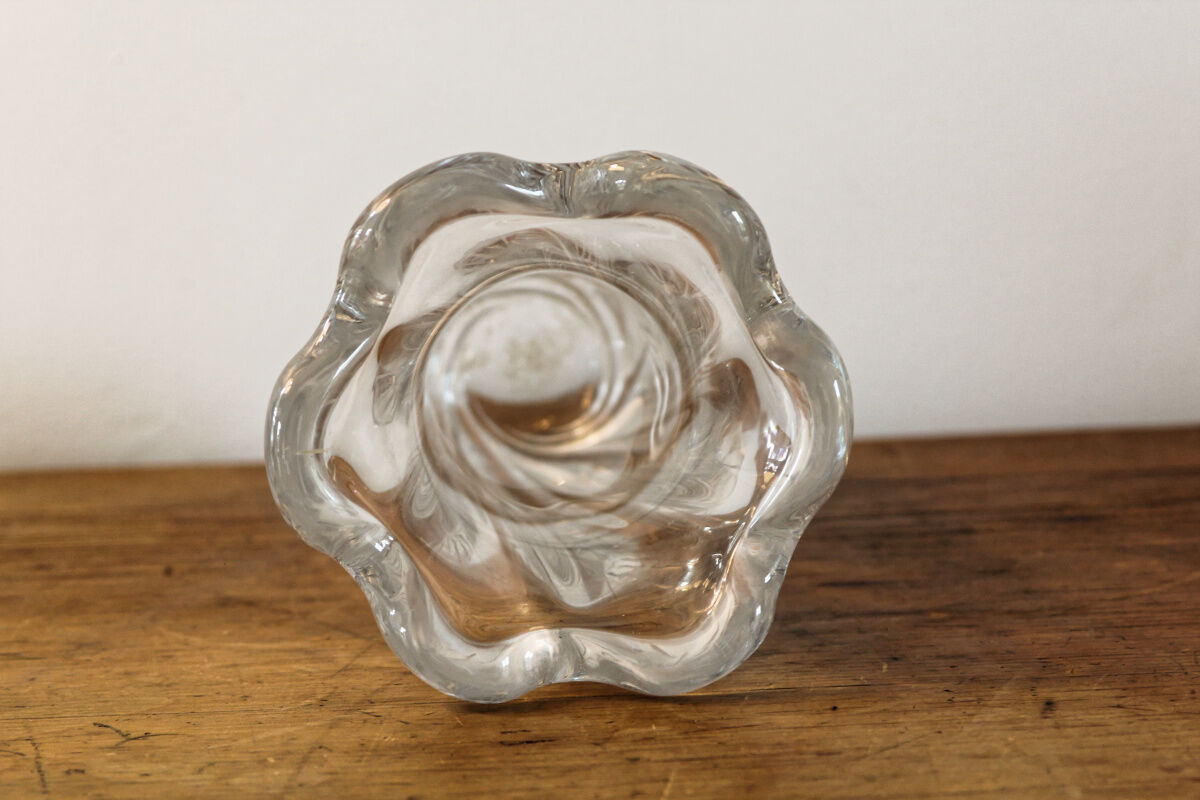 Twisted crystal vase, signed