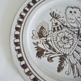 Enameled ceramic art plate, signed La Tournerie, 1960s/1970s