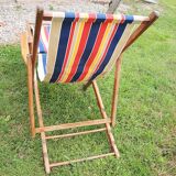 Old deckchair with footrest – toile bayadère