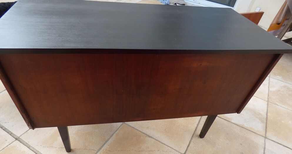 Vintage desk three drawers and a door with shelf