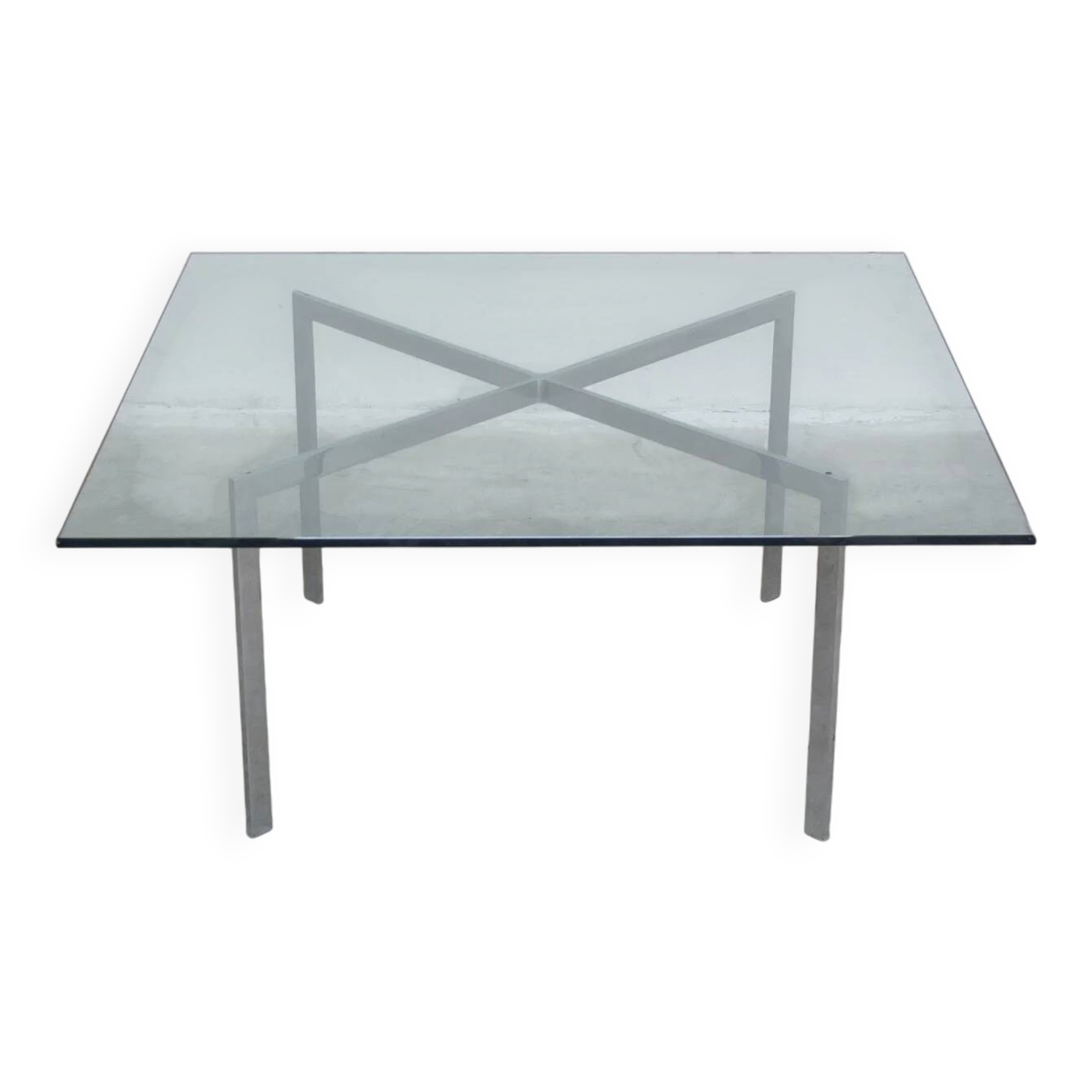 Glass 'Barcelona' coffee table by Mies Van Der Rohe for Knoll, 1929