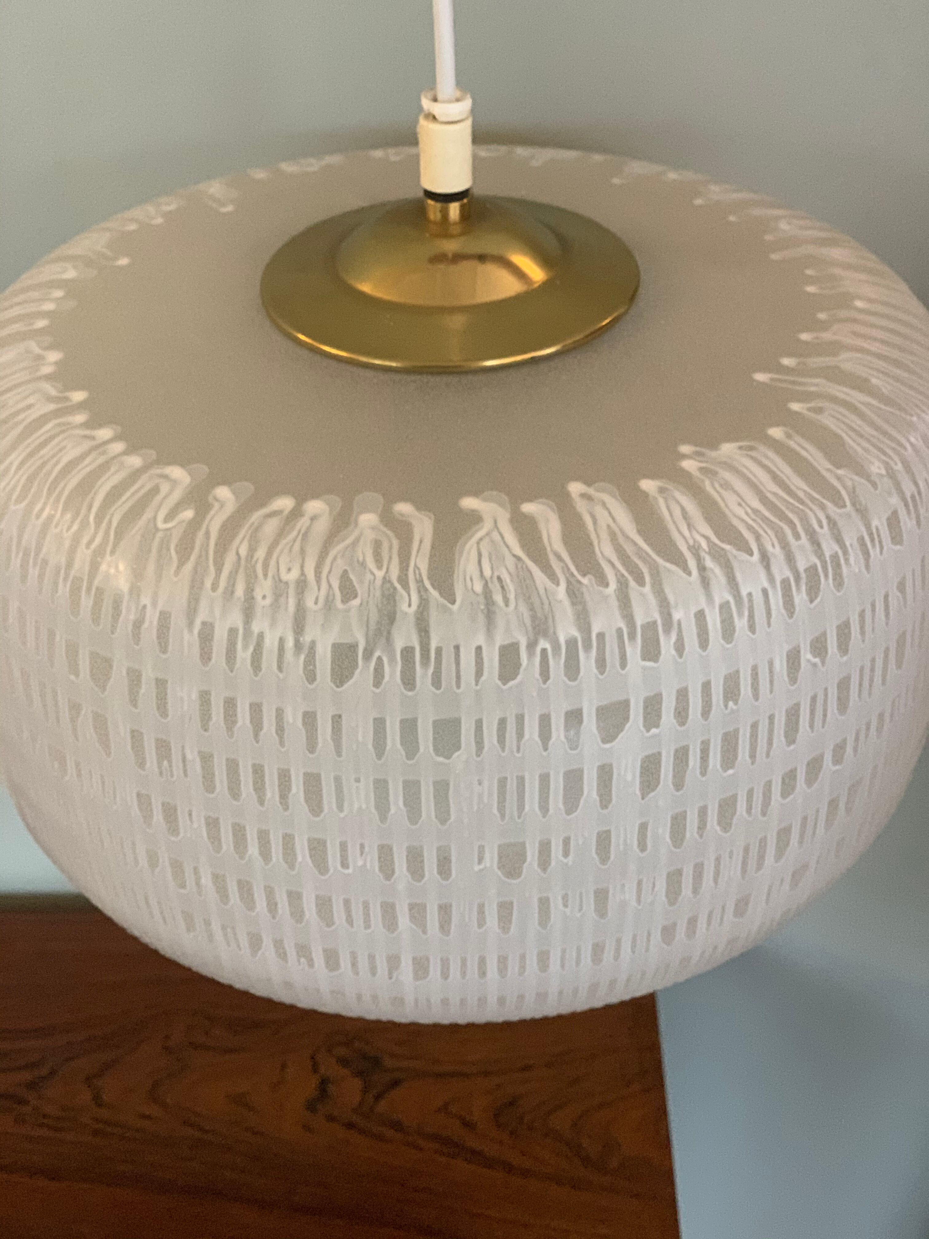 Danish opal glass pendel lamp, 1960s