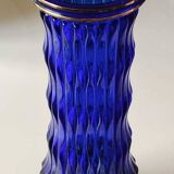 Walther Glas Design Vase, Graphic shape with golden flamed tips. Blown art glass, cobalt blue. Height 25 cm