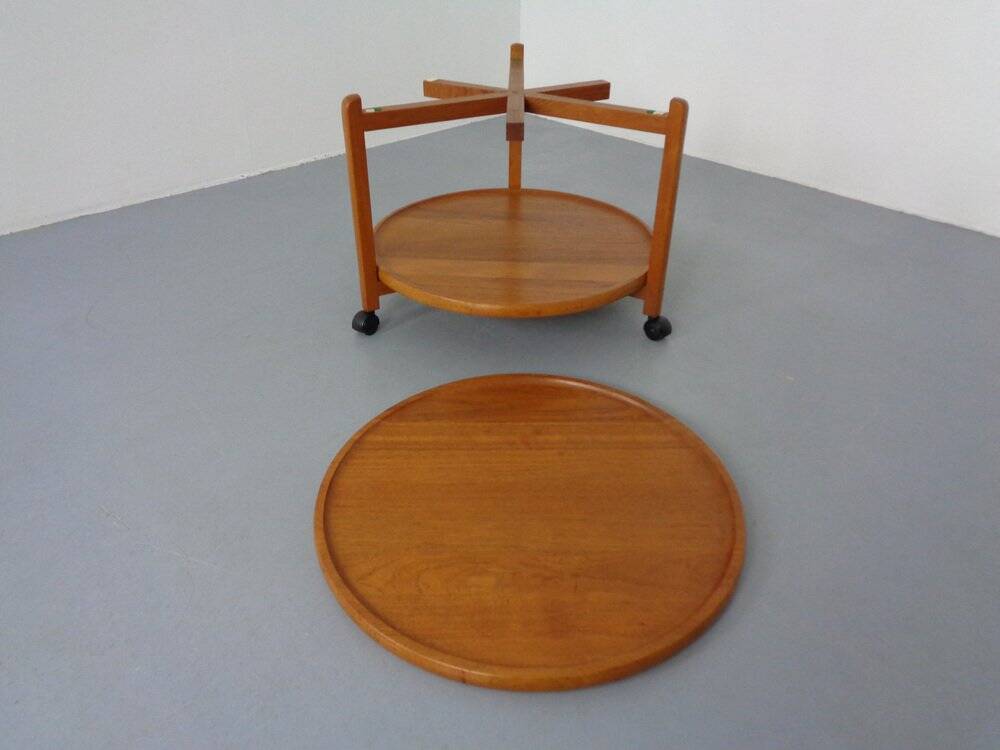 Danish Teak Bar Cart with Removable Tray, 1960s