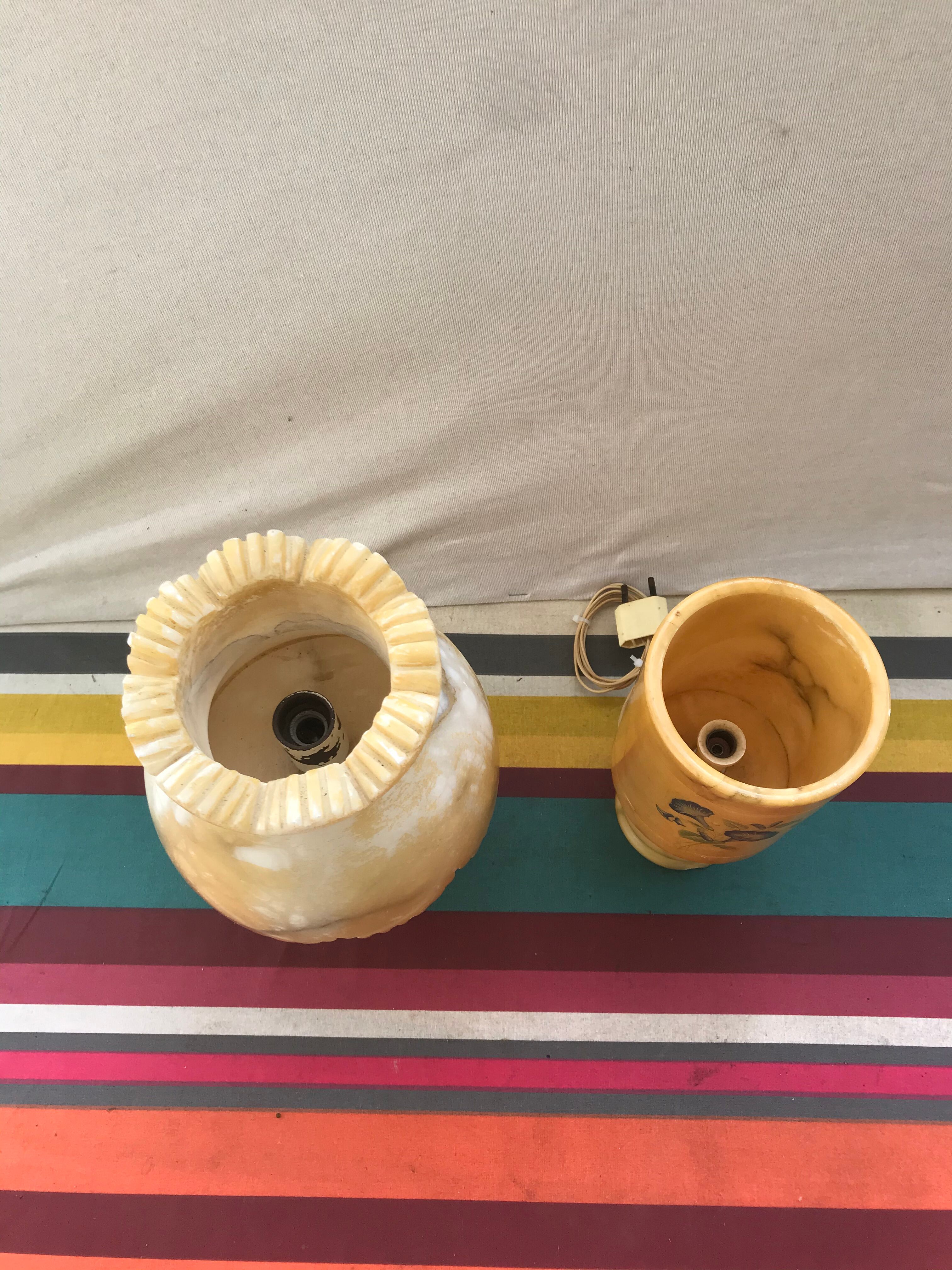 Pair of Ancient Lamp Alabaster Vintage Luminaire