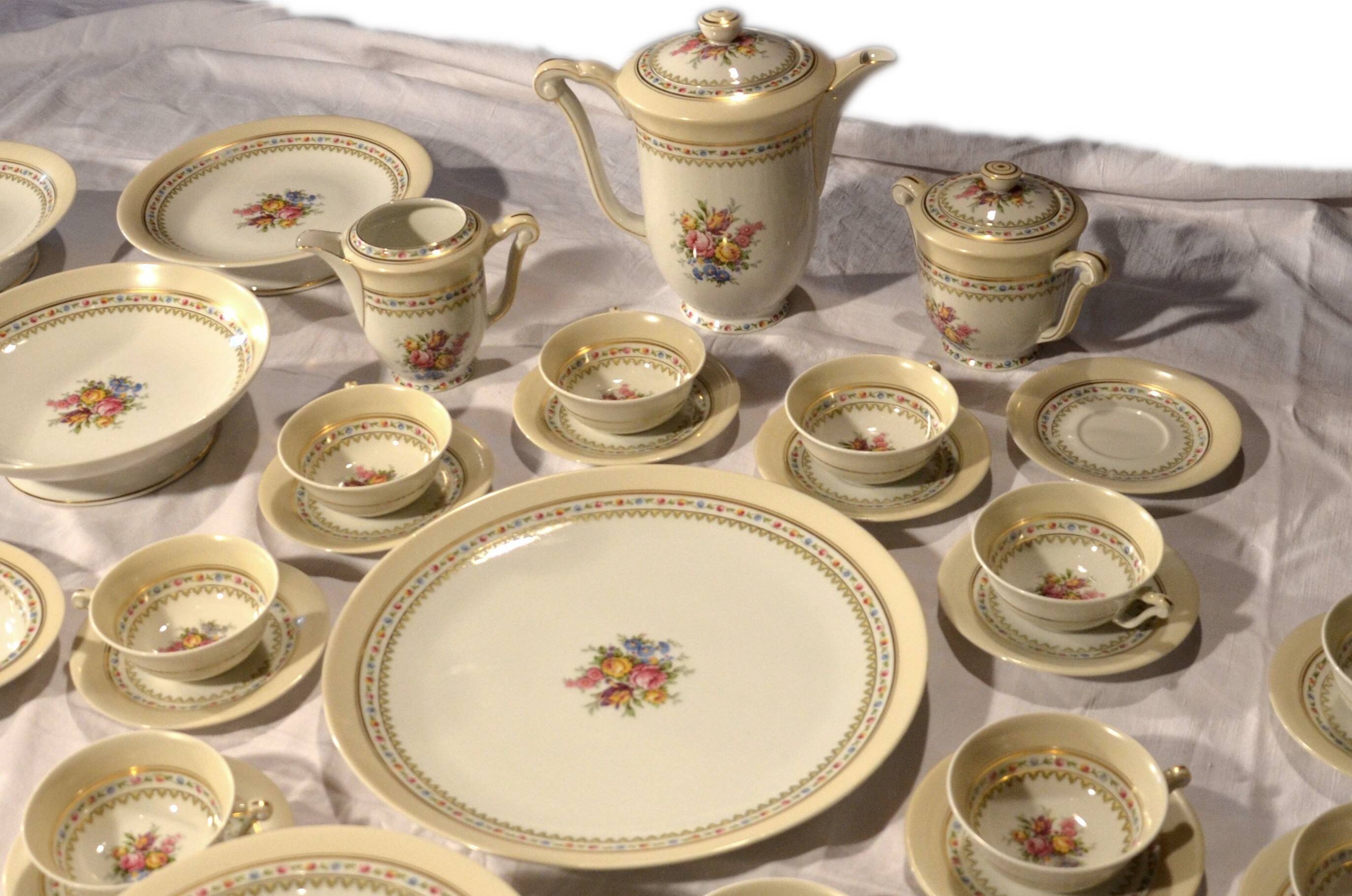 75-piece vintage porcelain table service, Raynaud & Co., Limoges.