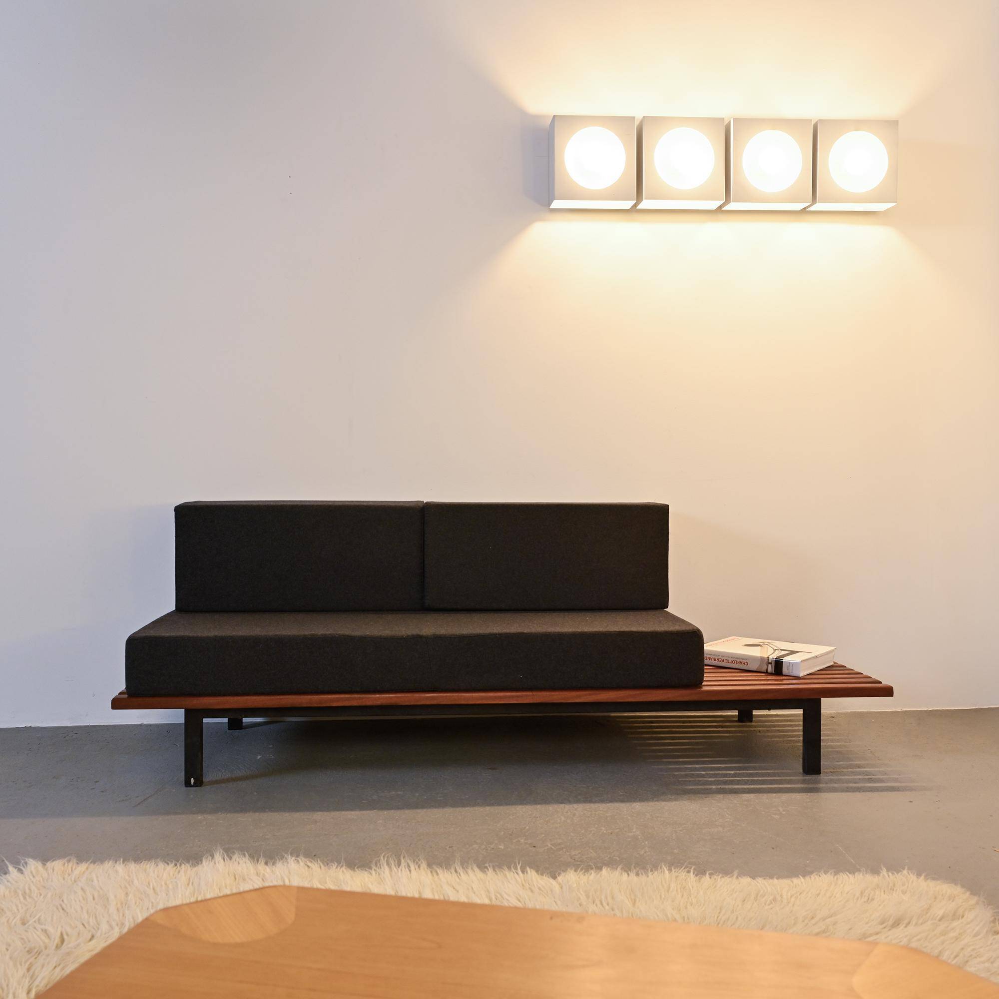 Cansado bench in mahogany by Charlotte Perriand, Mauritania, 1962