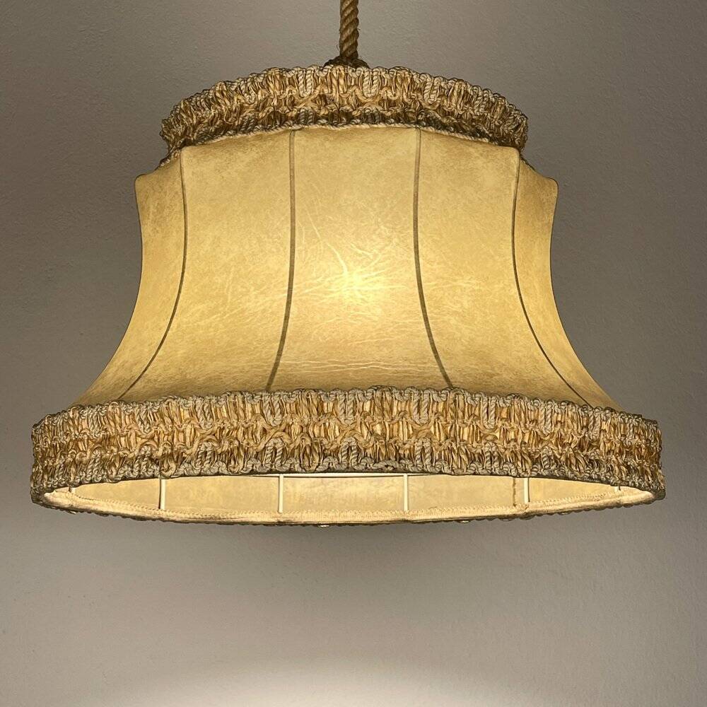 Vintage leather pendant lamp, 1950s.