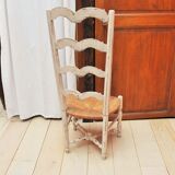 Chair provençale of nanny, mulched, white patina