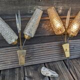 Trio of double wall lights 1950-1960