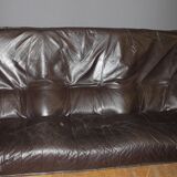 Brutalist Leather Sofa circa 1970