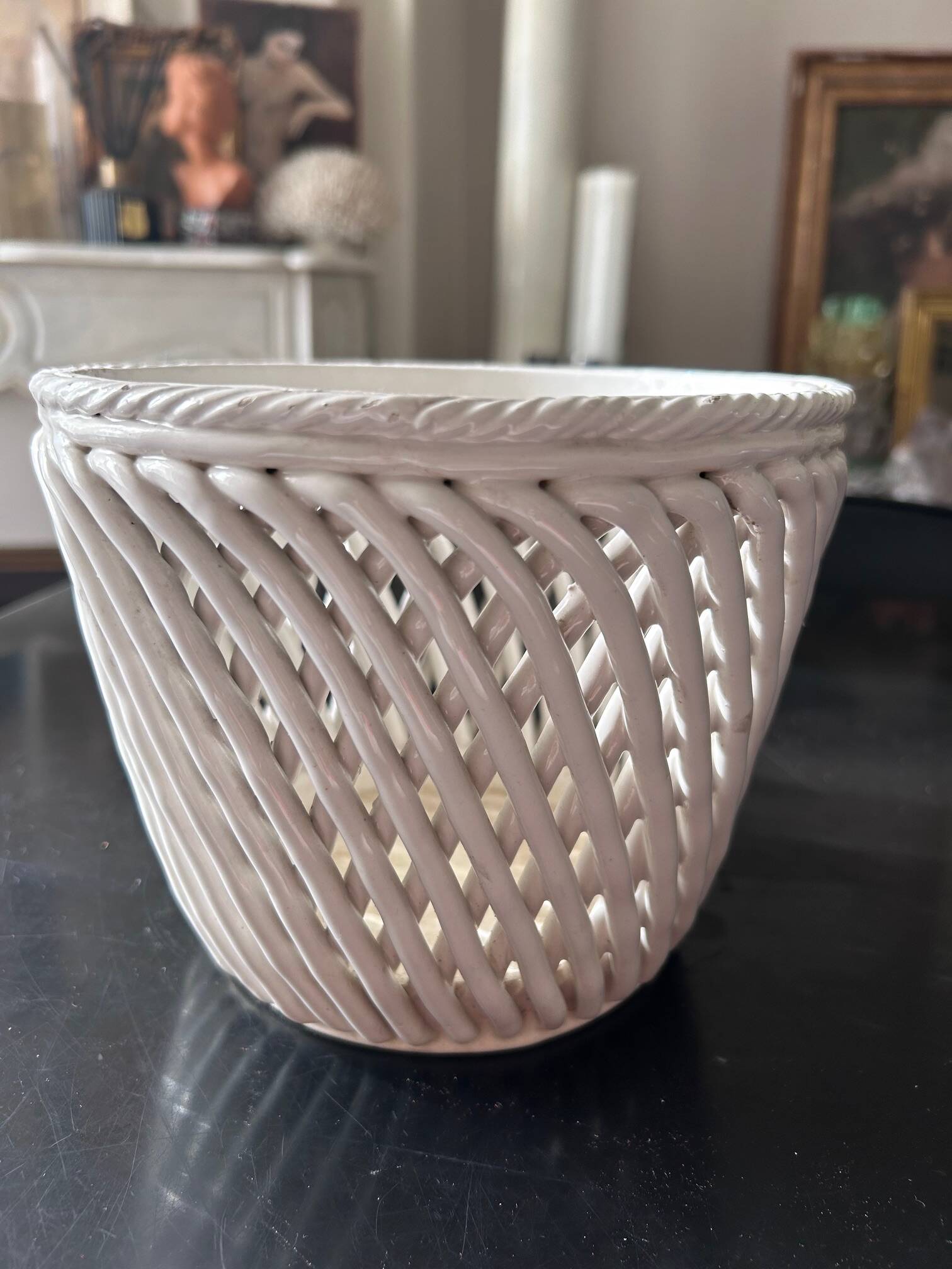 woven earthenware pot cover 1950