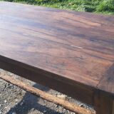 Country farm table xixth in chene, 2 drawers