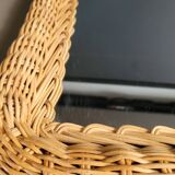 Vintage woven rattan mirror