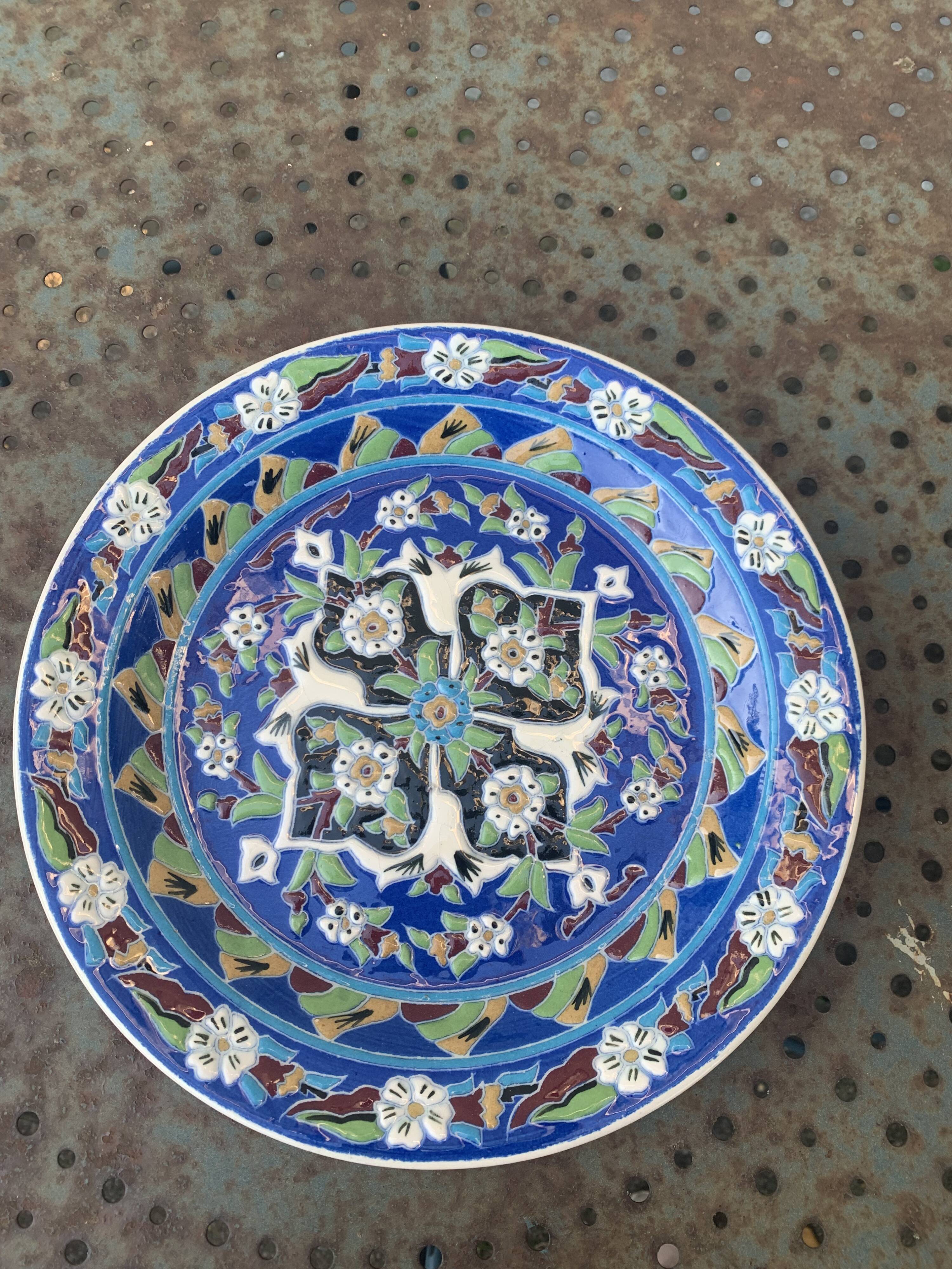 Handmade ceramic collector's plate, glazed with enamels, signed by Adiguzel Gini, Türkiye