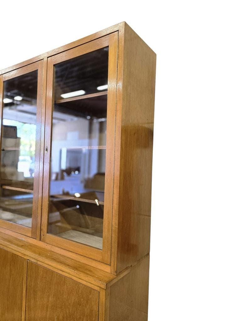 XL vintage wooden display cabinet / sideboard / wall unit