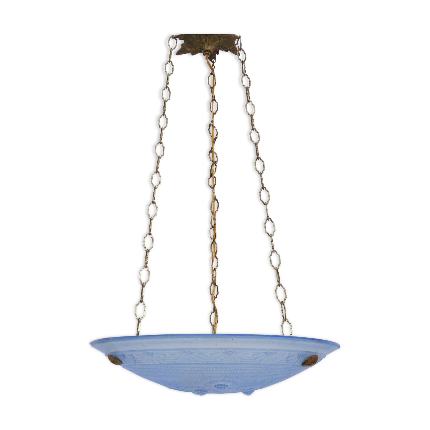 Suspension cava Art Deco 1 Fire in blue glass. Signed Delmas. Year 30