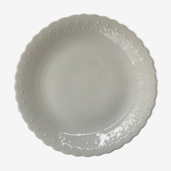 white plate with white Limoges pattern